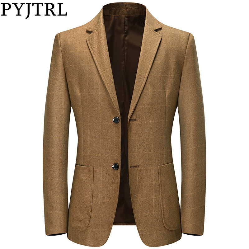 PYJTRL High Quality Blazer Men Autumn Casual Plaid Suit Jacket Middle-aged Men's Business Suit Coat Dad Veste Homme Costume, Blue
PYJTRL High Quality Blazer Men Autumn Casual Plaid Suit Jacket Middle-aged Men's Business Suit Coat Dad Veste Homme Costume, Blue