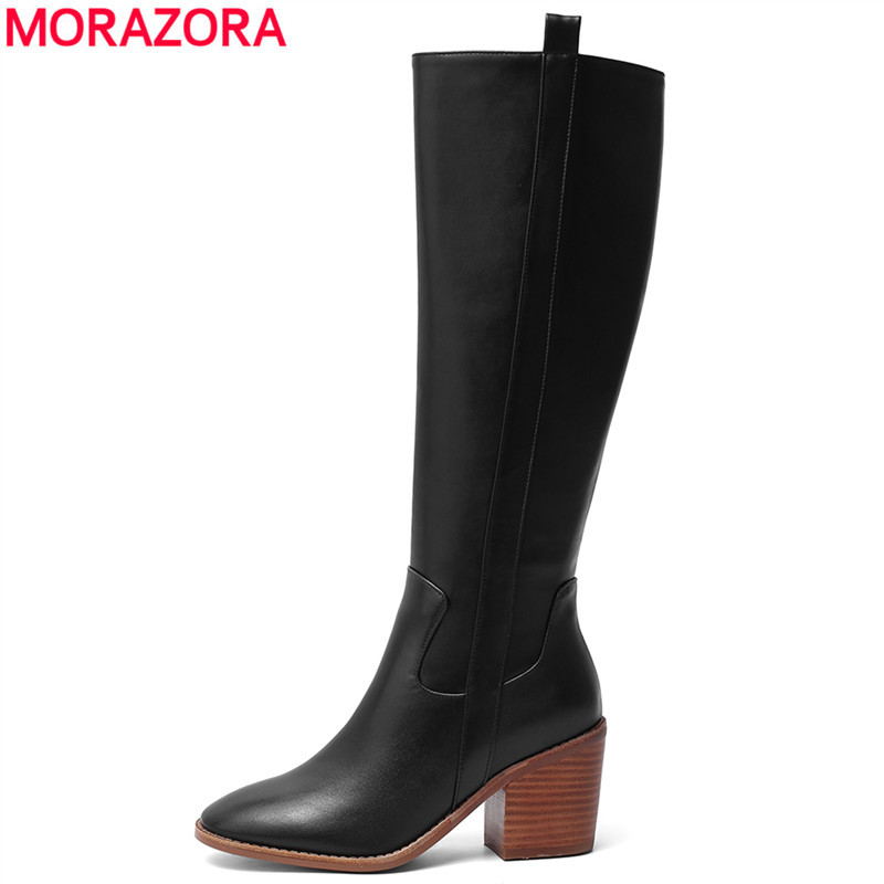 MORAZORA 2020 winter new arrive genuine leather knee high boots fashion round toe simple restoring shoes woman boots, Black
MORAZORA 2020 winter new arrive genuine leather knee high boots fashion round toe simple restoring shoes woman boots, Black