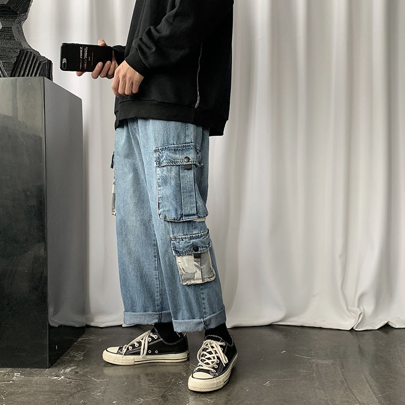 2020 Men's Loose Multi-pocket Baggy Homme Cargo Pocket Jeans Camouflage Stitching Casual Pants Biker Denim Trousers -2XL, Blue
2020 Men's Loose Multi-pocket Baggy Homme Cargo Pocket Jeans Camouflage Stitching Casual Pants Biker Denim Trousers -2XL, Blue