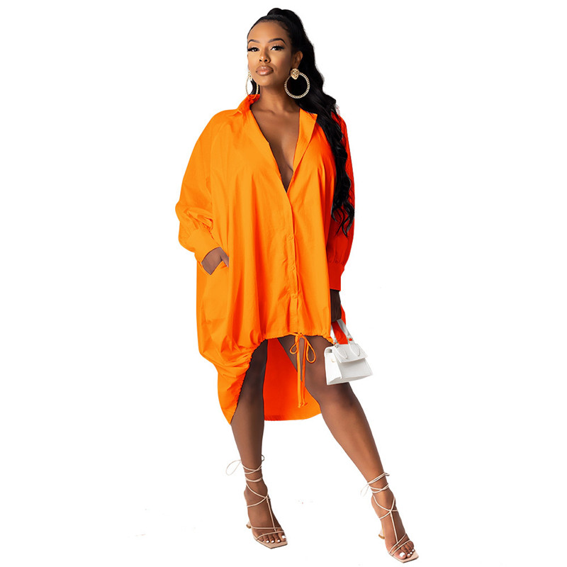 Designer Woman Dress Fashion Drawstring Asymmetrical Shirt Dresses Casual Lapel Neck Natural Color Dress Women Clothes, Black
Designer Woman Dress Fashion Drawstring Asymmetrical Shirt Dresses Casual Lapel Neck Natural Color Dress Women Clothes, Black