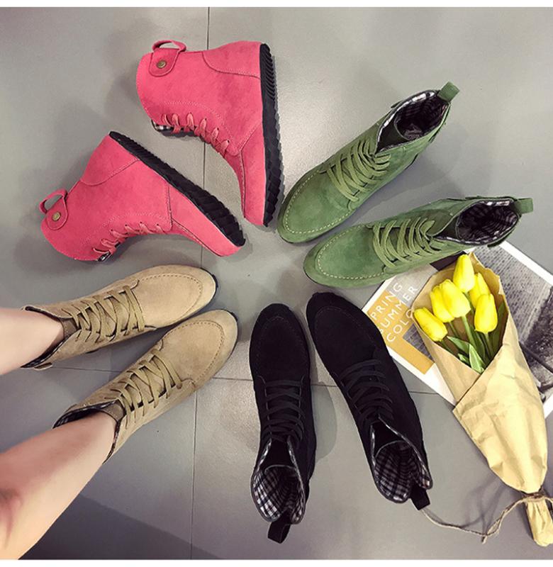 Women's Boots Woman Lace Up Ankle Boots Comfortable Solid Fashion Flat Winter Women Round Toe Sewing Shoes Ladies Big Size 44, Khaki 
Women's Boots Woman Lace Up Ankle Boots Comfortable Solid Fashion Flat Winter Women Round Toe Sewing Shoes Ladies Big Size 44, Khaki