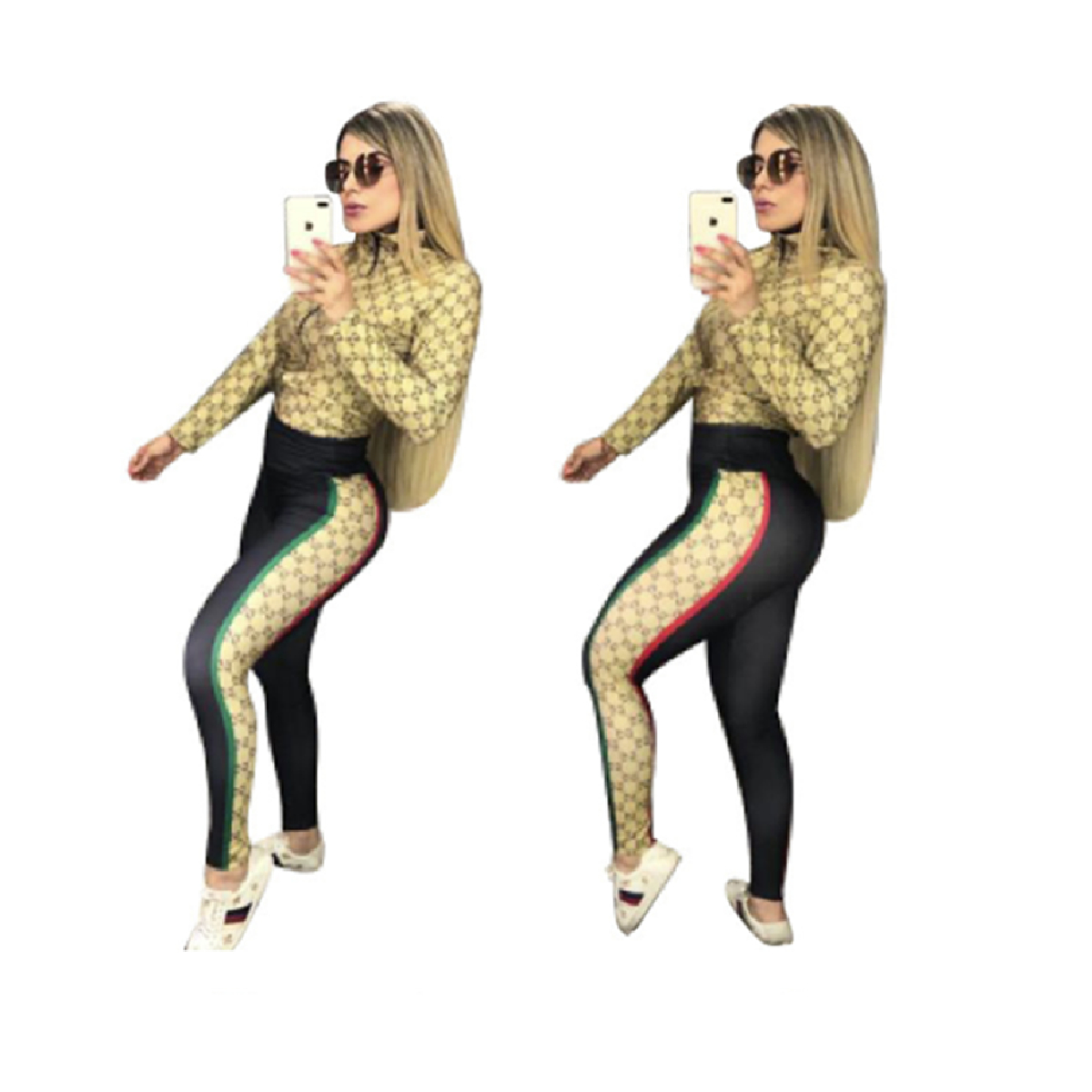 56J2260 Two-piece fashion women's stand collar Cartoon print suit Long sleeve trouser set with Zipper outfits, Khaki
56J2260 Two-piece fashion women's stand collar Cartoon print suit Long sleeve trouser set with Zipper outfits, Khaki