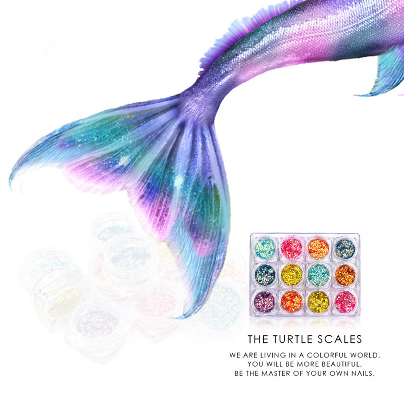 Nail Glitter Nail Art Rhinestone Decorations 12 Color Set Professional Fish Scales Nail Art Stickers Kit DIY Tools Diamante De Imitacion Strass-maniku