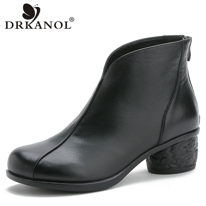 DRKANOL 2020 Fashion Women Boots Autumn Genuine Leather Women Thick Heel Ankle Boots Female Shoes Back zipper Soft Leather, Without plush
DRKANOL 2020 Fashion Women Boots Autumn Genuine Leather Women Thick Heel Ankle Boots Female Shoes Back zipper Soft Leather, Without plush