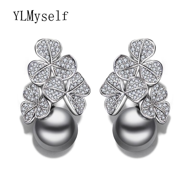 New year gift Fashion flower drop earring statement jewelry pendientes aros with clear crystal and simulated gray pearl earings
New year gift Fashion flower drop earring statement jewelry pendientes aros with clear crystal and simulated gray pearl earings