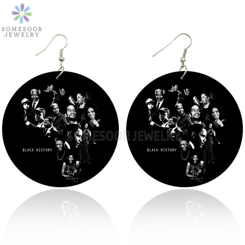 Dangle & Chandelier SOMESOOR Double Sides Printing Black History African Wooden Drop Earrings AKA Obama Madeira Wood Jewelry For Women Gifts
Dangle & Chandelier SOMESOOR Double Sides Printing Black History African Wooden Drop Earrings AKA Obama Madeira Wood Jewelry For Women Gifts