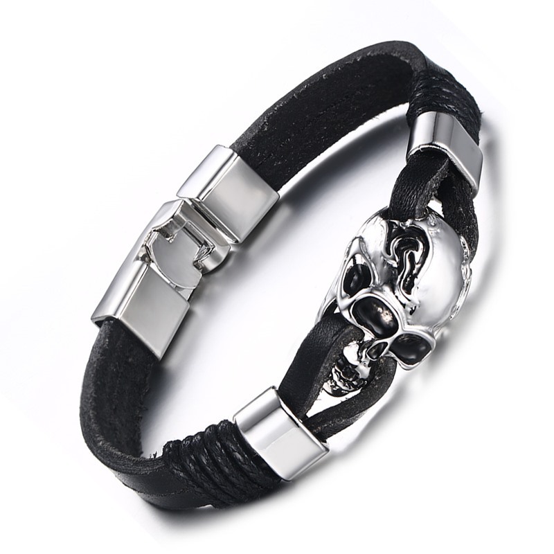 Fashion Skull Hand-Made Leather Bracelet for Men Boy Simple Skeleton Bangles Punk Cool Male Jewelry
Fashion Skull Hand-Made Leather Bracelet for Men Boy Simple Skeleton Bangles Punk Cool Male Jewelry