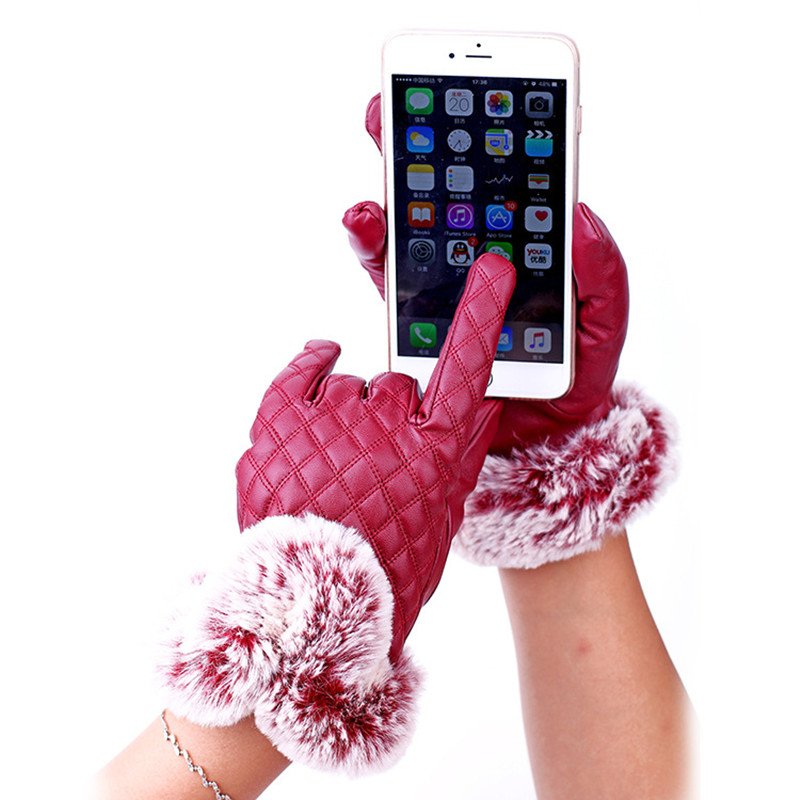 Five Fingers Gloves Woman's Classic Black Winter Leather Mittens Outdoor Driving TouchScreen Female Faux Fur Glove Plaid Women 
Five Fingers Gloves Woman's Classic Black Winter Leather Mittens Outdoor Driving TouchScreen Female Faux Fur Glove Plaid Women