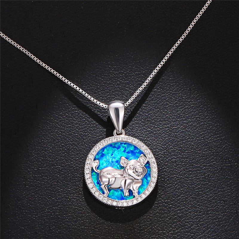 Dainty Female Pig Round Pendants Necklaces Charm Silver Color Wedding Necklaces For Women Cute Blue Opal Stone Chain Necklace
Dainty Female Pig Round Pendants Necklaces Charm Silver Color Wedding Necklaces For Women Cute Blue Opal Stone Chain Necklace