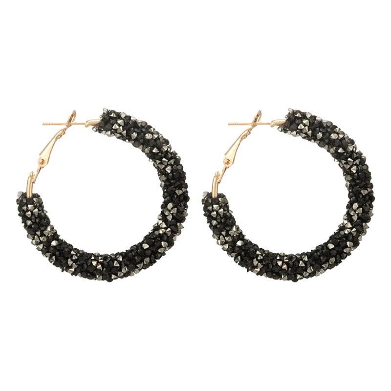Charm Austrian Crystal Hoop Earrings Rhinestone Shiny Circle Earrings Big Bohemian Jewelry Women