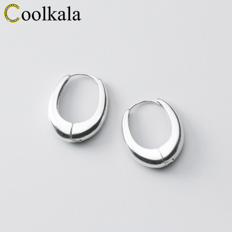 Coolkala ear buckle women's Thai silver simple smooth elegant fashion oval earrings 
Coolkala ear buckle women's Thai silver simple smooth elegant fashion oval earrings