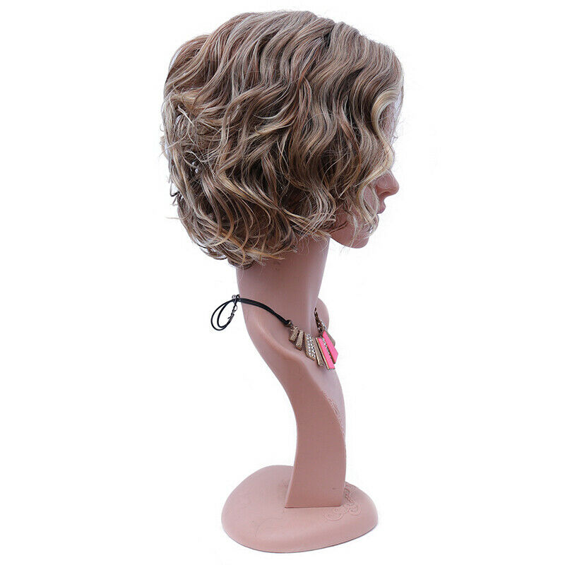 Brown Blonde Short Curly Wavy Curly Hair Synthetic Fashion Women Full Wig Daily