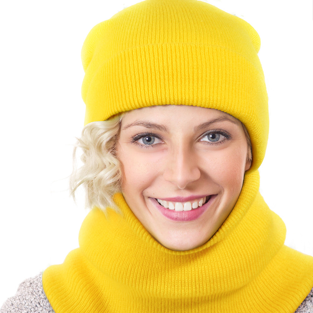 Winter knitted Beanies Hats Women Thick Warm Beanie Skullies Hat Female knit Bonnet Beanie Caps Outdoor Riding Sets