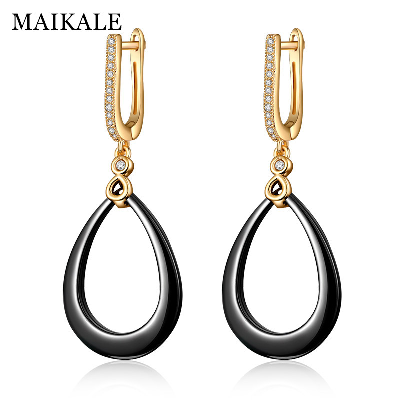 MAIKALE New Fashion Black White Ceramic Drop Earrings for Women Oval Circle Zirconia Gold Hanging Earrings Jewelry Gifts
MAIKALE New Fashion Black White Ceramic Drop Earrings for Women Oval Circle Zirconia Gold Hanging Earrings Jewelry Gifts