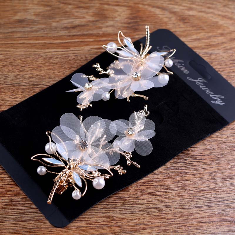 Women Korean Style Fashion Jewelry Girls Cute Flower Dragonfly Shape Hair Side Clips Bridal Wedding Party Romantic Hair Pins
Women Korean Style Fashion Jewelry Girls Cute Flower Dragonfly Shape Hair Side Clips Bridal Wedding Party Romantic Hair Pins