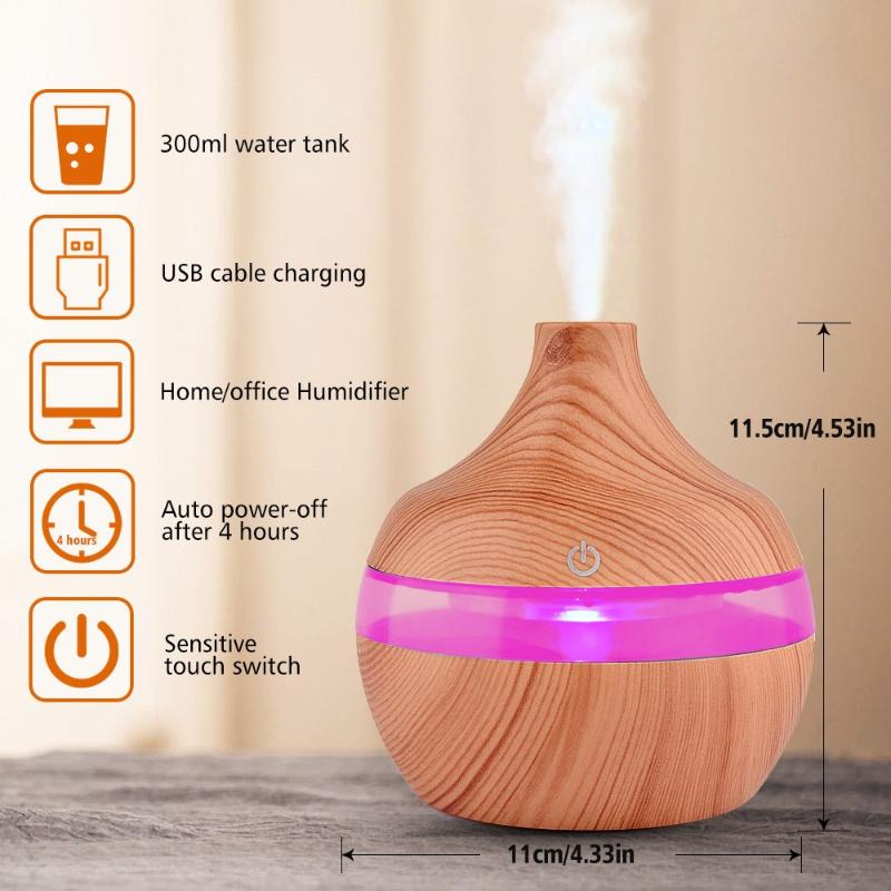 300ML USB Electric Humidifier Essential Aroma Oil Diffuser Ultrasonic Wood Grain Air Humidifier Mini Mist Maker LED Light home
300ML USB Electric Humidifier Essential Aroma Oil Diffuser Ultrasonic Wood Grain Air Humidifier Mini Mist Maker LED Light home