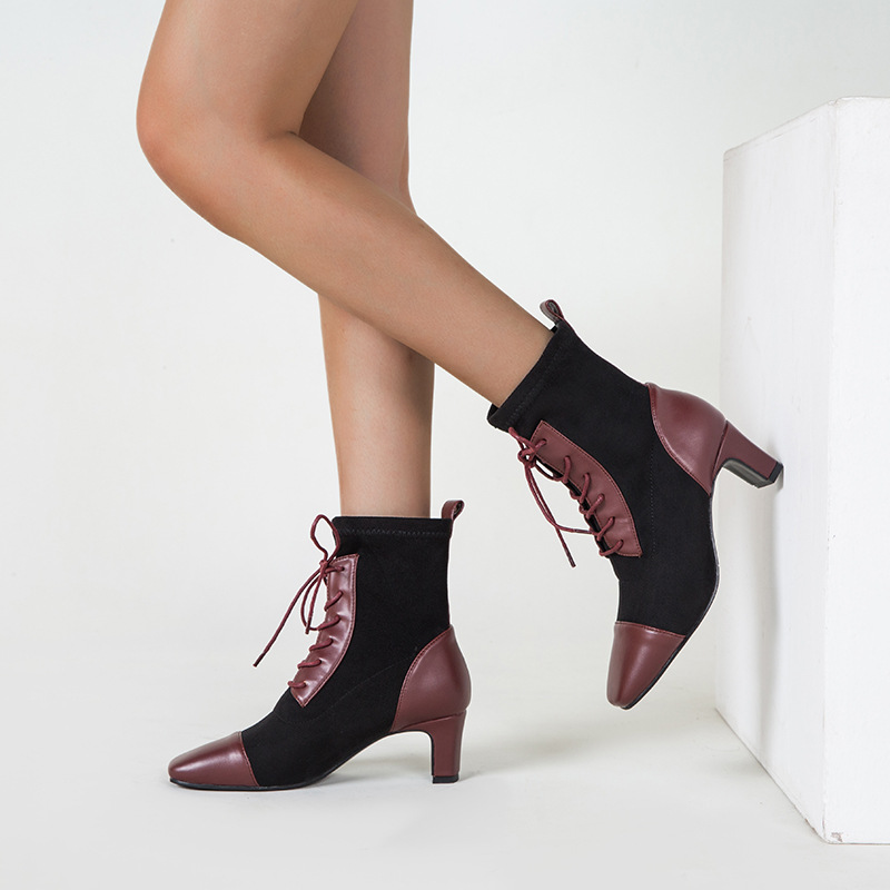 New-Style Square Head Panel Lace-up Ladies Boots Slip-on Hoof Heels Autumn Streetwear Women's Boots Knight 2020 New, Color matching
New-Style Square Head Panel Lace-up Ladies Boots Slip-on Hoof Heels Autumn Streetwear Women's Boots Knight 2020 New, Color matching