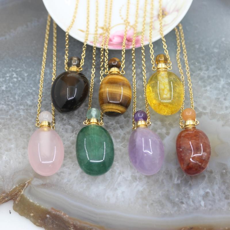 Smooth Nugget Natural Gems stone Perfume Bottle Pendants Plated Gold Chains,Crystal Quartz Essential Oil Diffuser Vial Charms
Smooth Nugget Natural Gems stone Perfume Bottle Pendants Plated Gold Chains,Crystal Quartz Essential Oil Diffuser Vial Charms
