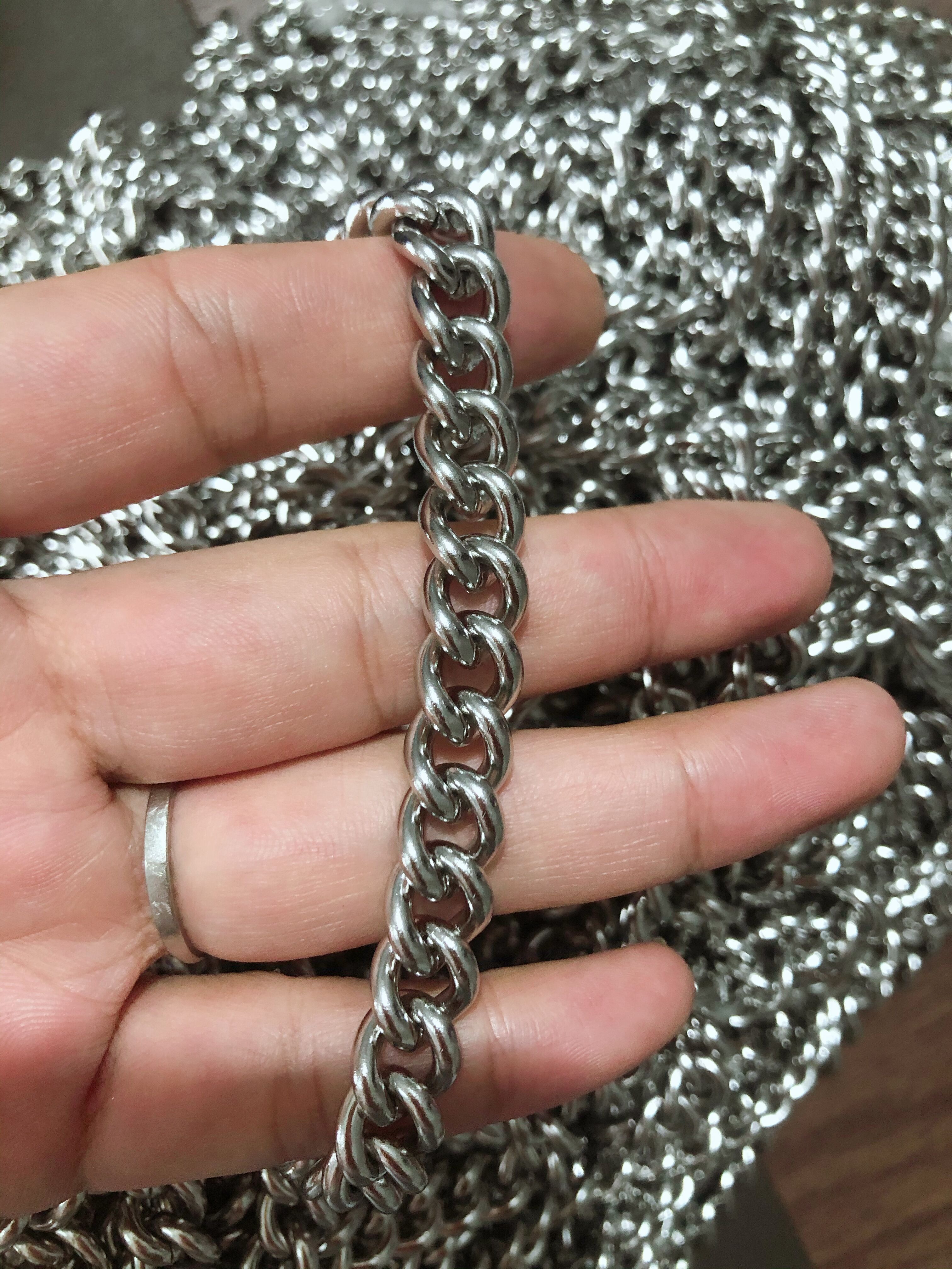 Lot 5meter in bulk Heavy 9mm wide Stainless Steel Shiny Smooth Cowboy Link Chain jewelry findings / Marking Chain DIY clothes Bag accesories