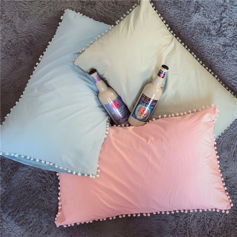 Soft Solid Color Ball Lace Pillow Case Home Brief Style High Quality Envelope Pillowcase Sleep Pillowcase Pillow Cover #/, Gray 
Soft Solid Color Ball Lace Pillow Case Home Brief Style High Quality Envelope Pillowcase Sleep Pillowcase Pillow Cover #/, Gray