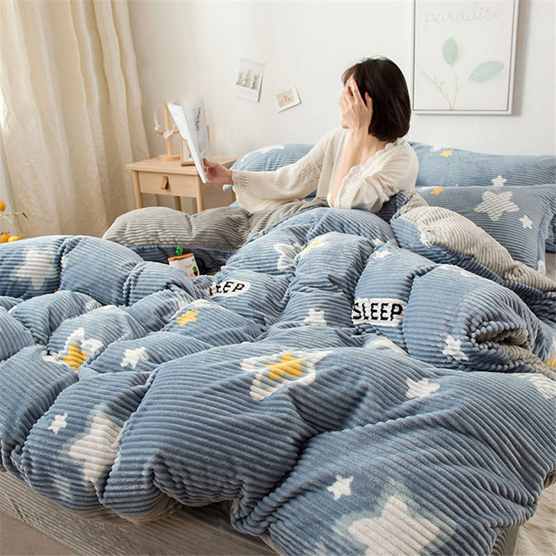 Winter Flannel Thick Bedding Set 4pcs Printed Crystal Fleece Quilt Cover Sheets Pillowcase King Warm Duvet Cover Bedding Textile, Niuyouguo
Winter Flannel Thick Bedding Set 4pcs Printed Crystal Fleece Quilt Cover Sheets Pillowcase King Warm Duvet Cover Bedding Textile, Niuyouguo
