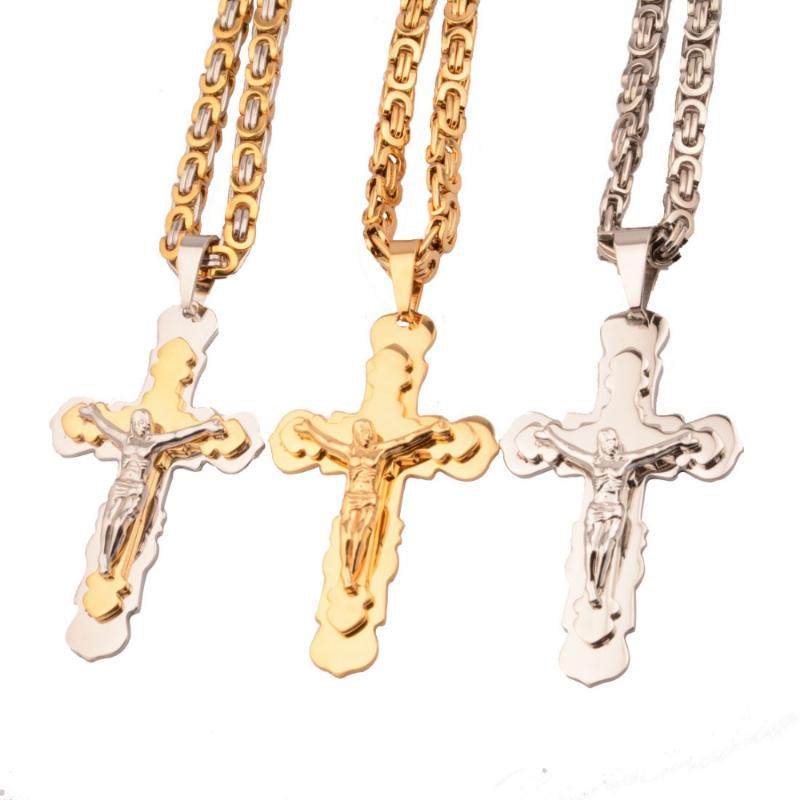 Jewelry Stainless Steel Silver Color/Gold/Silver Colo&Gold Cross Jesus Mens Pendant Necklace Byzantine Chain Hot Sale 18-40
Jewelry Stainless Steel Silver Color/Gold/Silver Colo&Gold Cross Jesus Mens Pendant Necklace Byzantine Chain Hot Sale 18-40