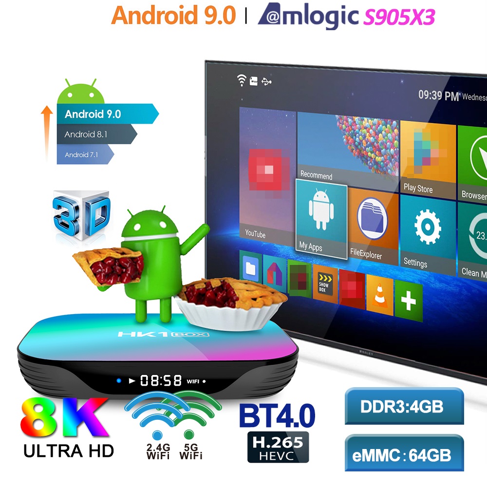 HK1 Amlogic S905X3 Android 9.0 TV BOX 4GB+32GB/128GB 8K caja de tv android Dual Wifi 2.4G+5G PK X96 mini T95
HK1 Amlogic S905X3 Android 9.0 TV BOX 4GB+32GB/128GB 8K caja de tv android Dual Wifi 2.4G+5G PK X96 mini T95