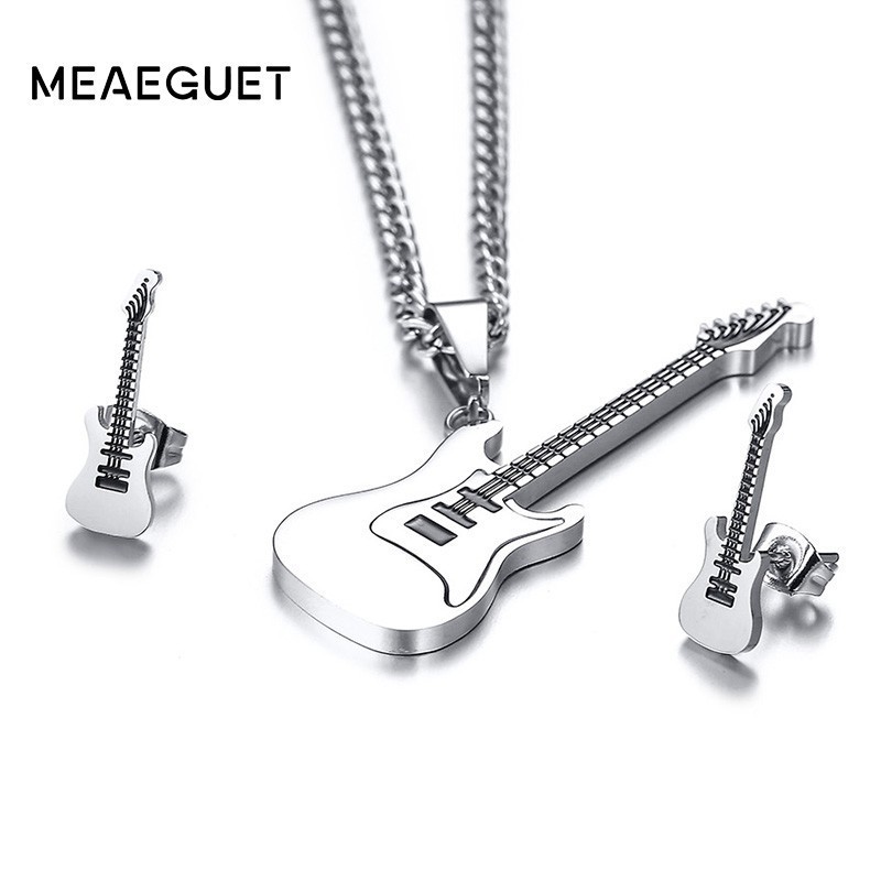 Rock Punk Jewelry Set For Men Music Guitar Necklace Pendant And Earrings Stainless Steel, As pic
Rock Punk Jewelry Set For Men Music Guitar Necklace Pendant And Earrings Stainless Steel, As pic