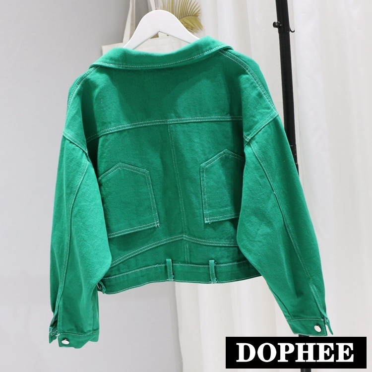 Spring and Autumn Short Denim Jacket Students Candy Color Bat Sleeve Loose Jeans Baseball Uniform Oversize Cowboy Jacket Coats, Green
Spring and Autumn Short Denim Jacket Students Candy Color Bat Sleeve Loose Jeans Baseball Uniform Oversize Cowboy Jacket Coats, Green