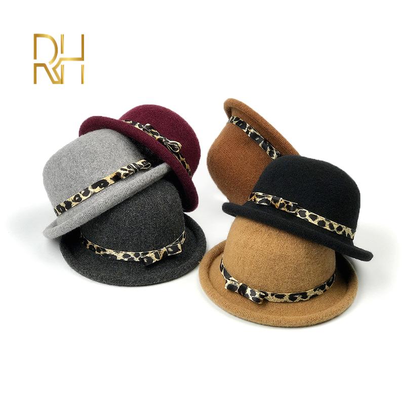 Winter Woolen Fedora Hat Vintage Bucket Hats For Women Ladies Vintage Felt Hat Female Short Brim With Leopard Ribbon Bow Top, Brown
Winter Woolen Fedora Hat Vintage Bucket Hats For Women Ladies Vintage Felt Hat Female Short Brim With Leopard Ribbon Bow Top, Brown