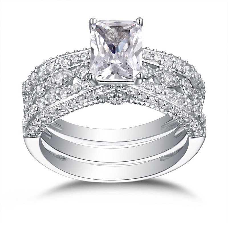 New Women's Ring Set Inlaid Square Zircon Ring Ladies Set Jewelry Silver Color Copper Plating a Pair of Couple
New Women's Ring Set Inlaid Square Zircon Ring Ladies Set Jewelry Silver Color Copper Plating a Pair of Couple
