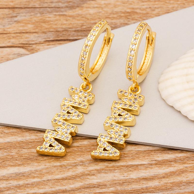 Top Quality Copper Cubic Zirconia 5 Styles Shape Women Drop Earrings Mama Letters Jewelry Best Mother's Day Birthday Gift
Top Quality Copper Cubic Zirconia 5 Styles Shape Women Drop Earrings Mama Letters Jewelry Best Mother's Day Birthday Gift