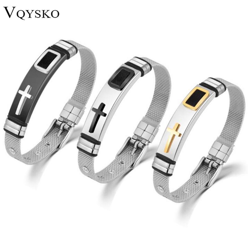 Classic Cool Cross Bracelet Men Jewelry Stainless Steel Mesh Length Adjustable Cold Color Fashion Mens Jewellery Bracelet
Classic Cool Cross Bracelet Men Jewelry Stainless Steel Mesh Length Adjustable Cold Color Fashion Mens Jewellery Bracelet