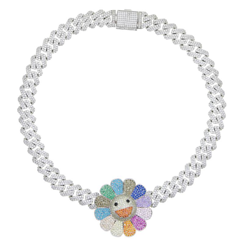 gold silver color hip hop women necklace 12MM CZ Cuban link chain micro pave rainbow cz flower charm happy face girlfriend gift
gold silver color hip hop women necklace 12MM CZ Cuban link chain micro pave rainbow cz flower charm happy face girlfriend gift