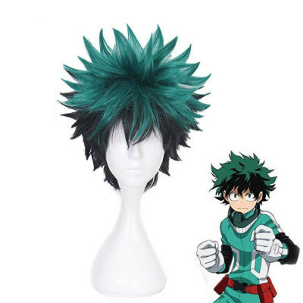2 Colors Cosplay My Hero Academia Deku Izuku Midoriya Short Wig Synthetic Hair