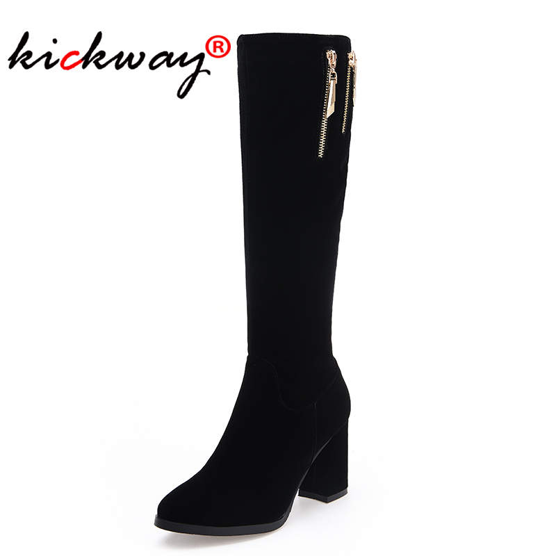 Women Knee High Boots Fashion Suede Leather Heels Black Zipper Winter Boots For Women Round Toe Female Booties Large Size 10 43
Women Knee High Boots Fashion Suede Leather Heels Black Zipper Winter Boots For Women Round Toe Female Booties Large Size 10 43