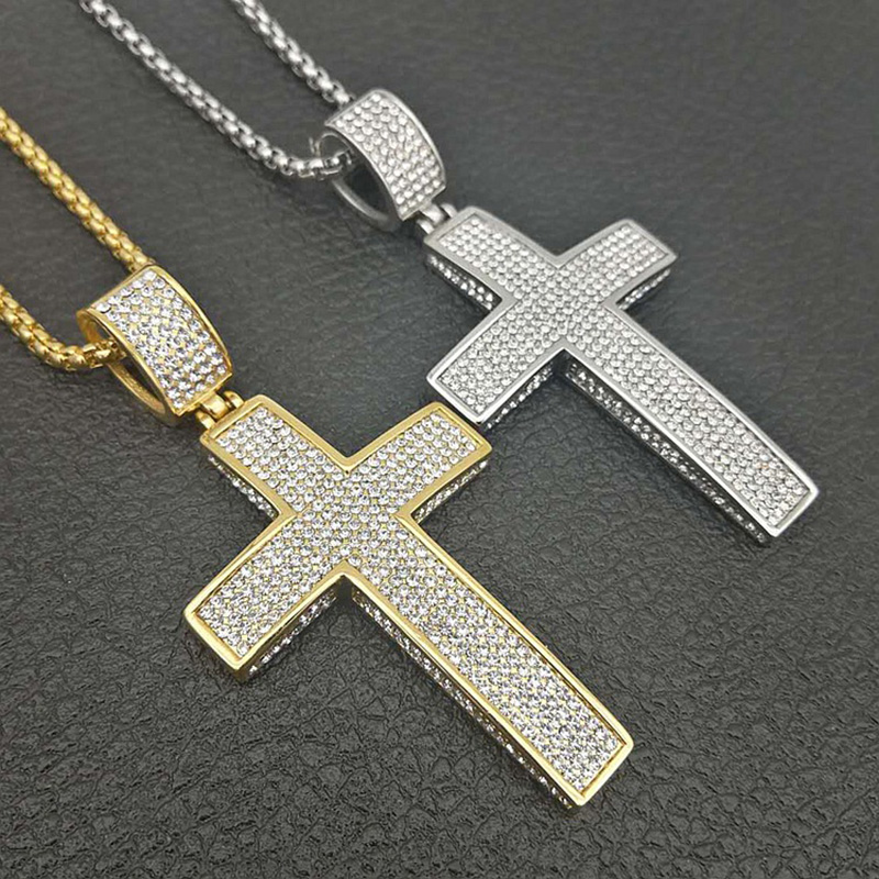 Hip Hop Bling Iced Out Rhinestones Stainless Steel Cross Pendants Necklace for Men Rapper Jewelry Drop Shipping
Hip Hop Bling Iced Out Rhinestones Stainless Steel Cross Pendants Necklace for Men Rapper Jewelry Drop Shipping