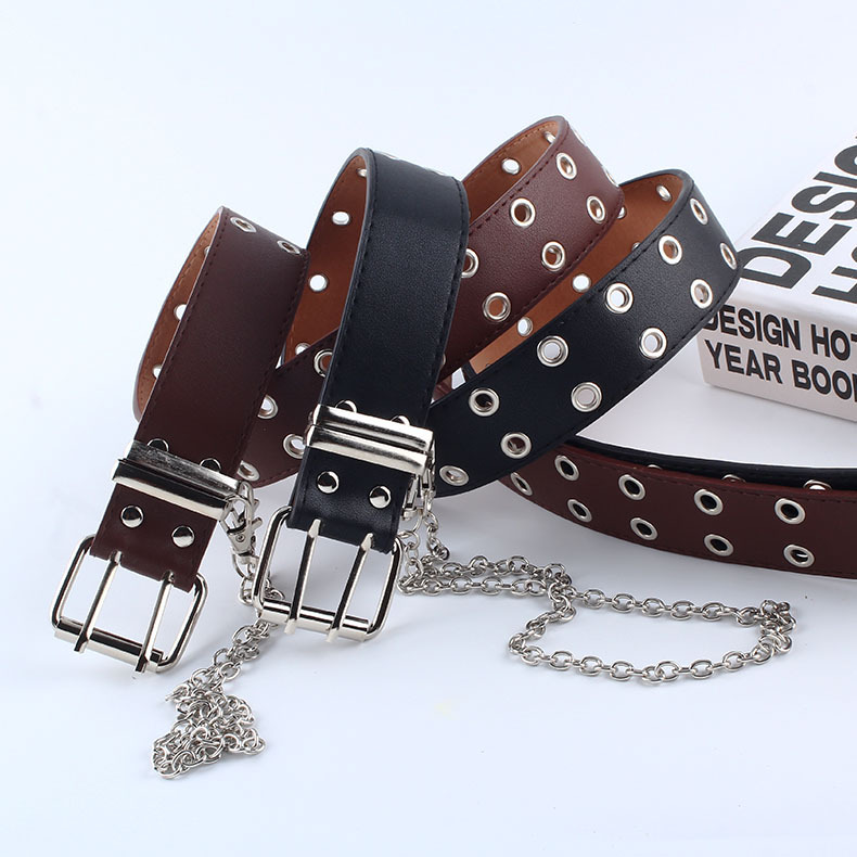 Women Punk Chain Fashion Belt Adjustable Black Double/Single Eyelet Grommet Leather Buckle Belt
Women Punk Chain Fashion Belt Adjustable Black Double/Single Eyelet Grommet Leather Buckle Belt