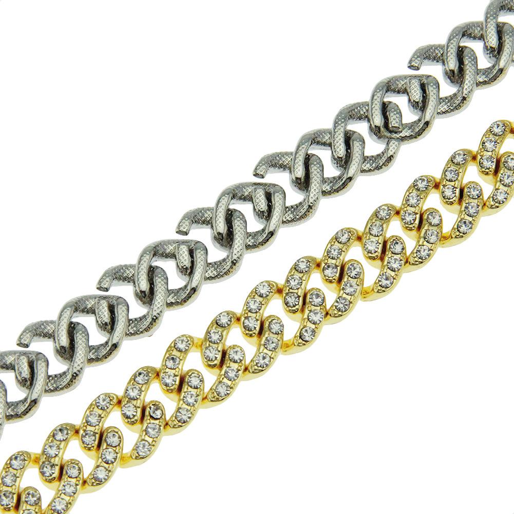 13mm New Fashion Hip Hop Rapper Mens Gold Bling Diamond Cuban Link Chain Necklace Choker Masculina Bijoux Jewelry Curb Chains for Men Women