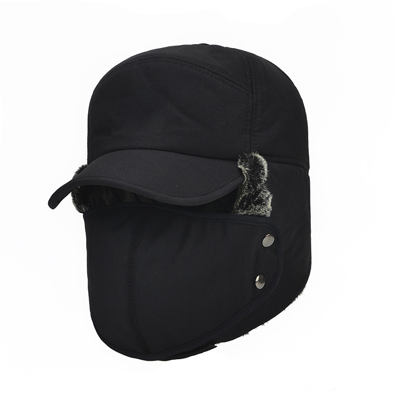 Trend Winter Thermal Bomber Hats Men Women Fashion Ear Protection Face Windproof Ski Cap Velvet Thicken Couple Hat