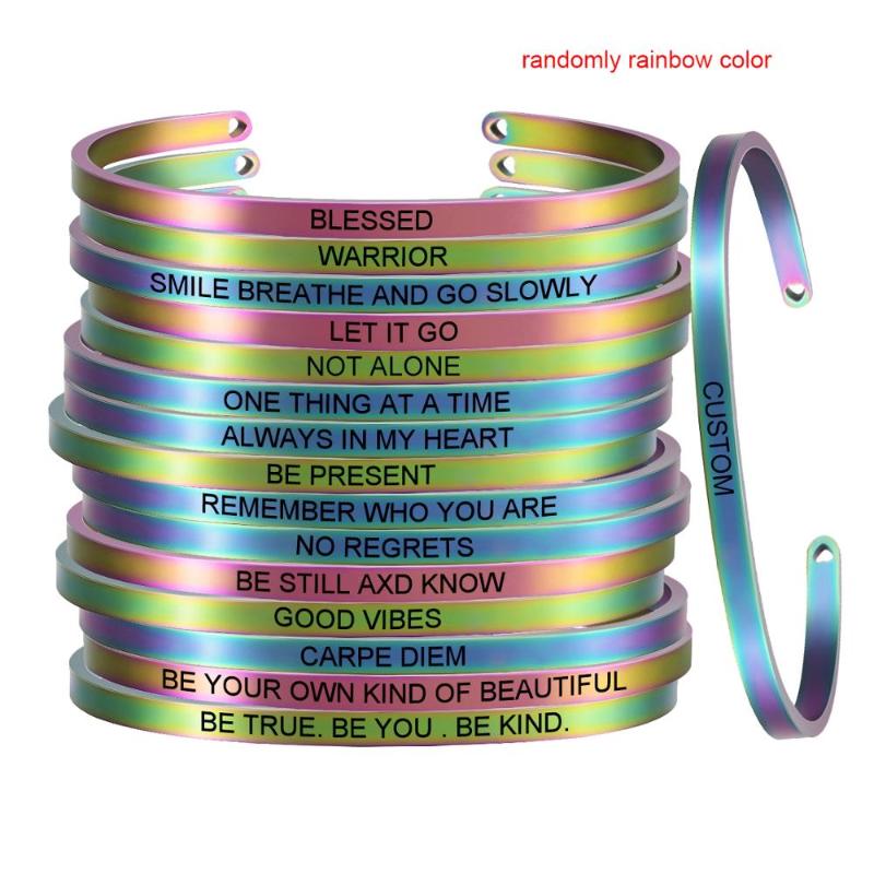 Stainless Steel Positive Inspirational Bracelet Engraved Quote Mantra Bracelet & For Women SL-093
Stainless Steel Positive Inspirational Bracelet Engraved Quote Mantra Bracelet & For Women SL-093