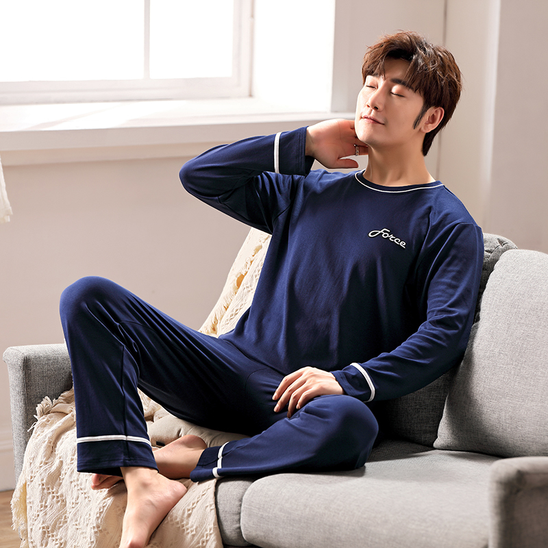 New Spring Men Pajamas long Sleeve Male Pajama Set Men Pure Full Cotton Pajamas For Men Sleepwear Suit homewear 4XL 200919