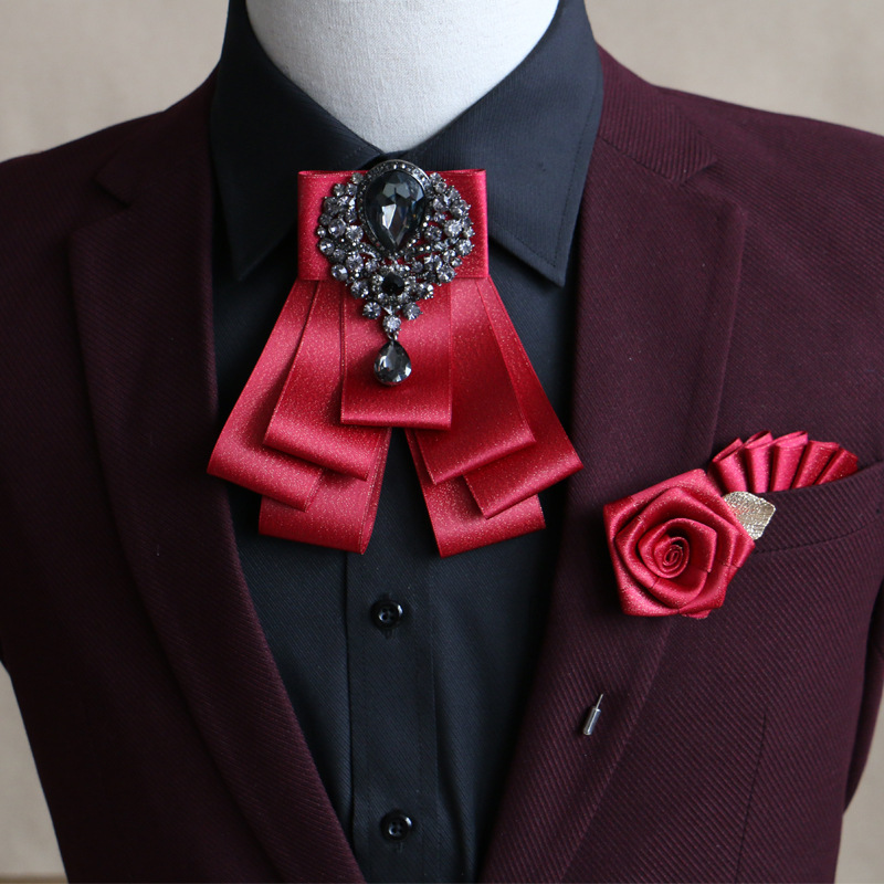 Neck Ties British Korean Rhinestone Bow Tie Brooch Pocket Towel Set Handmade Can Be Customized Jewelry Mens Wedding Groom Accessories 3Pcs
Neck Ties British Korean Rhinestone Bow Tie Brooch Pocket Towel Set Handmade Can Be Customized Jewelry Mens Wedding Groom Accessories 3Pcs