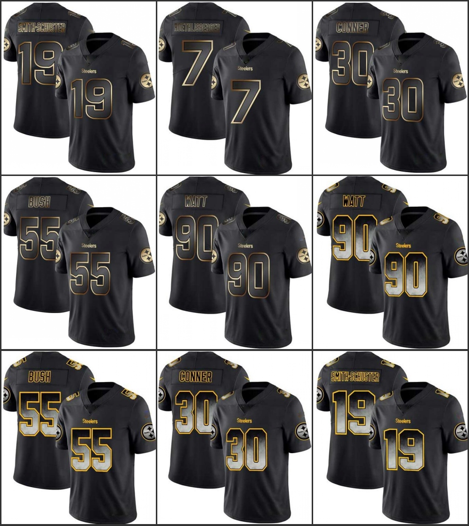 PittsburghSteelersMen #19 JuJu Smith-Schuster 90 T.J. Watt 7 Ben Roethlisberger Smoke Fashion Women Youth Black Golden Jersey, Black;red
PittsburghSteelersMen #19 JuJu Smith-Schuster 90 T.J. Watt 7 Ben Roethlisberger Smoke Fashion Women Youth Black Golden Jersey, Black;red