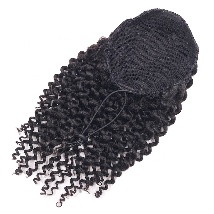Curly Ponytail Extension for Black Women Brown Color Drawstring Ponytail Curly for African Women Human Hair Afro Kinky Ponytail Extension