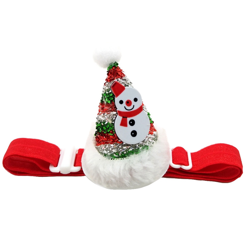 Dog Apparel Pet Christmas Hat With Adjustable Strap Headpiece Costume Cap Party Supplies Cute Mini Bling Decoration