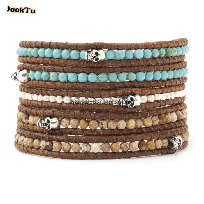 Free Shipping Latest Style Orbicular Granite Skull Wrap Bracelet on Natural Black Leather
Free Shipping Latest Style Orbicular Granite Skull Wrap Bracelet on Natural Black Leather