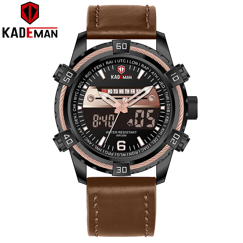 Top KADEMAN Men's Analog Digital Sports Watch Genuine Leather Army Quartz Watch Relogio Masculino, White
Top KADEMAN Men's Analog Digital Sports Watch Genuine Leather Army Quartz Watch Relogio Masculino, White