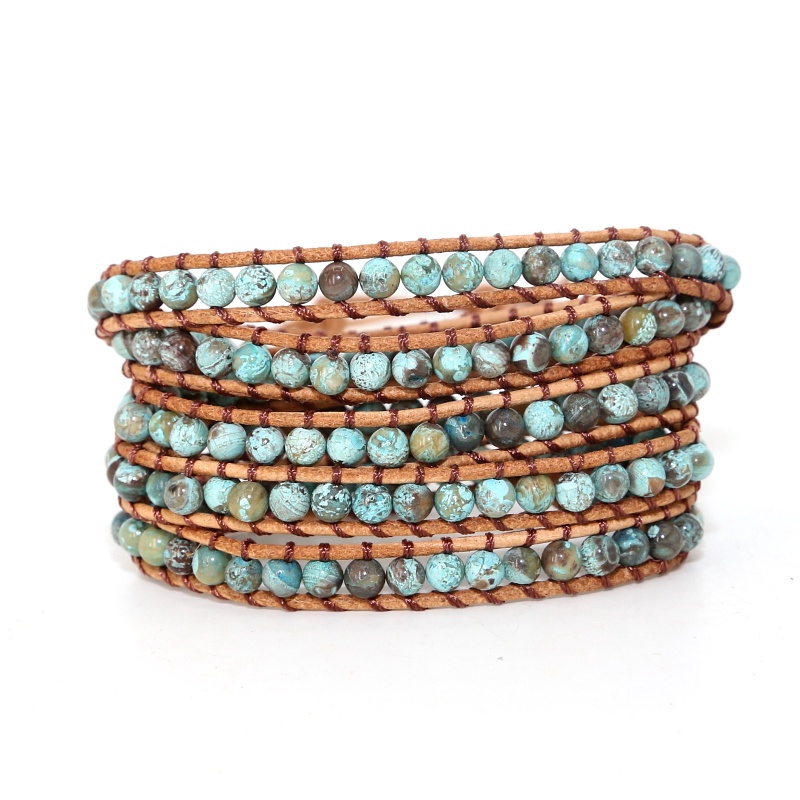 Fashion Natural Stones Ocean Beads Leather Bracelets Handmade 5 Strands Ocean Blue Wrap Bracelet for Women Men Jewelry
Fashion Natural Stones Ocean Beads Leather Bracelets Handmade 5 Strands Ocean Blue Wrap Bracelet for Women Men Jewelry