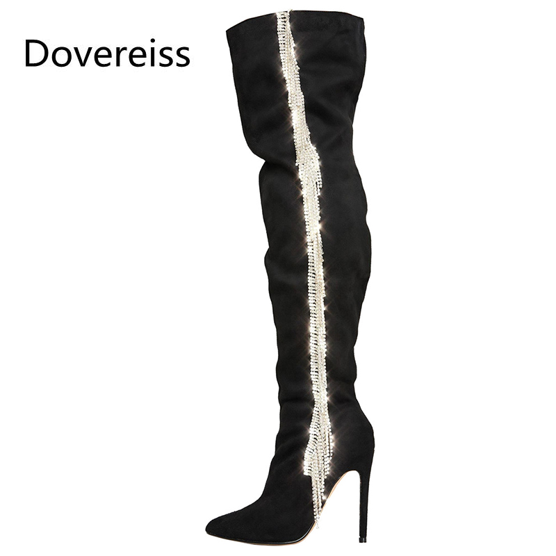 Dovereiss Fashion Women's Shoes Winter Pointed Toe Stilettos Heels suede Elegant red Over the knee boots Concise Mature 33-43, Black
Dovereiss Fashion Women's Shoes Winter Pointed Toe Stilettos Heels suede Elegant red Over the knee boots Concise Mature 33-43, Black
